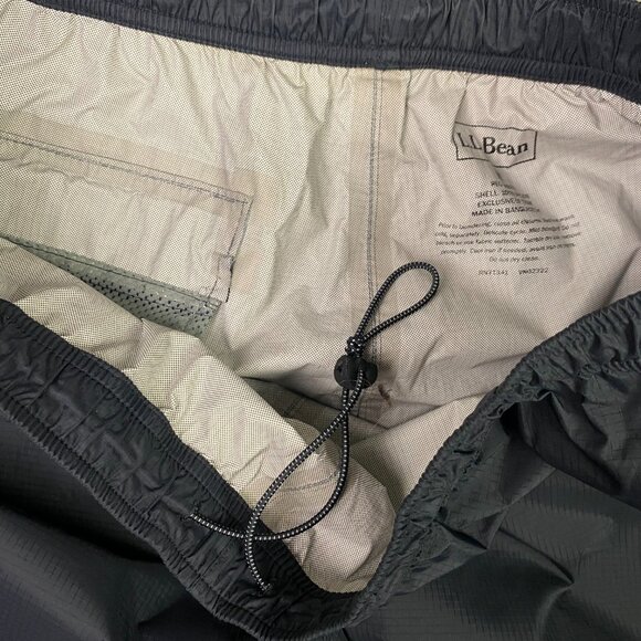 LL Bean Rain Pants Men's Medium Black Waterproof TEK Nylon Drawstring Ankle Zip - Picture 6 of 12